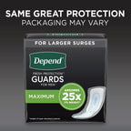 Depend Incontinence Guards/Incontinence Pads for Men/Bladder Control Pads, Maximum Absorbency, 52 Count, Packaging May Vary