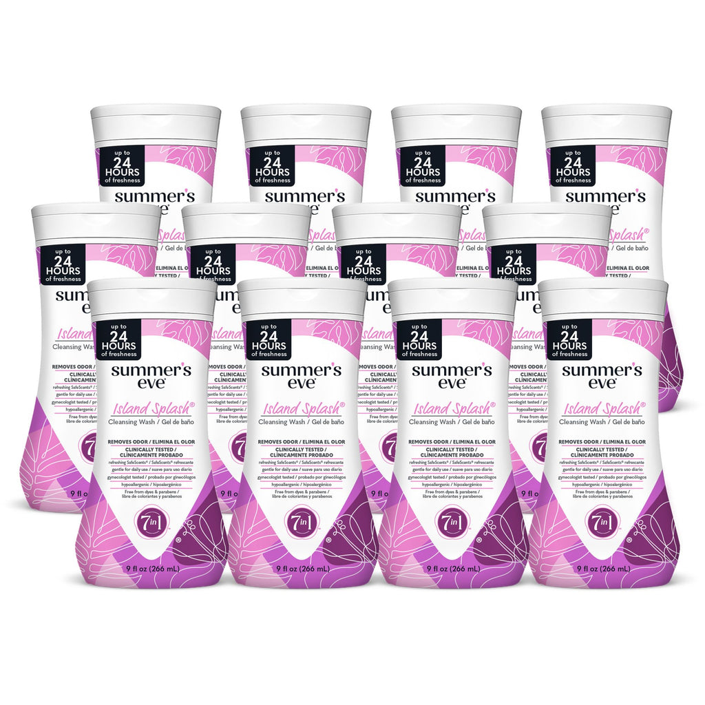 Summer's Eve Island Splash Refreshing Daily All Over Feminine Body Wash, Removes Odor, Feminine Wash pH Balanced, 9 fl oz, 12 Pa