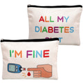 2 Pieces Diabetic Supplies All My Diabetes Funny Organizer Travel Bag Canvas Bag Diabetic Emergency Canvas Bag Toiletry Make up 