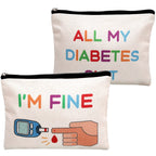 2 Pieces Diabetic Supplies All My Diabetes Funny Organizer Travel Bag Canvas Bag Diabetic Emergency Canvas Bag Toiletry Make up 