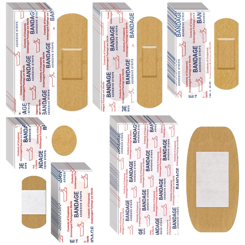 Assorted Flexible Fabric Adhesive Bandages - Family Variety Pack, Small Comfortable Fingertip & Round Cloth Bandages (300 Pieces