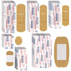 Assorted Flexible Fabric Adhesive Bandages - Family Variety Pack, Small Comfortable Fingertip & Round Cloth Bandages (300 Pieces