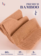 Hugh Ugoli Women Diabetic Ankle Socks, Super Soft & Thin Bamboo Socks, Wide & Loose, Non-Binding Top & Seamless Toe, 4 Pairs, Ha