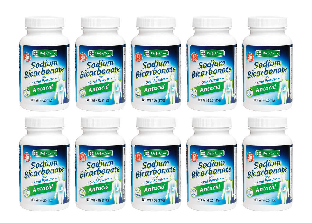 De La Cruz Pure Sodium Bicarbonate - USP Grade Powdered Bicarbonate of Soda - Aluminum Free Antacid Powder for Heartburn & Indig
