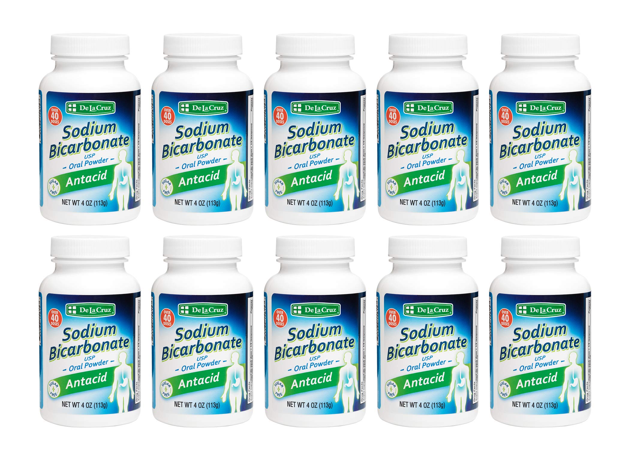 De La Cruz Pure Sodium Bicarbonate - USP Grade Powdered Bicarbonate of Soda - Aluminum Free Antacid Powder for Heartburn & Indig