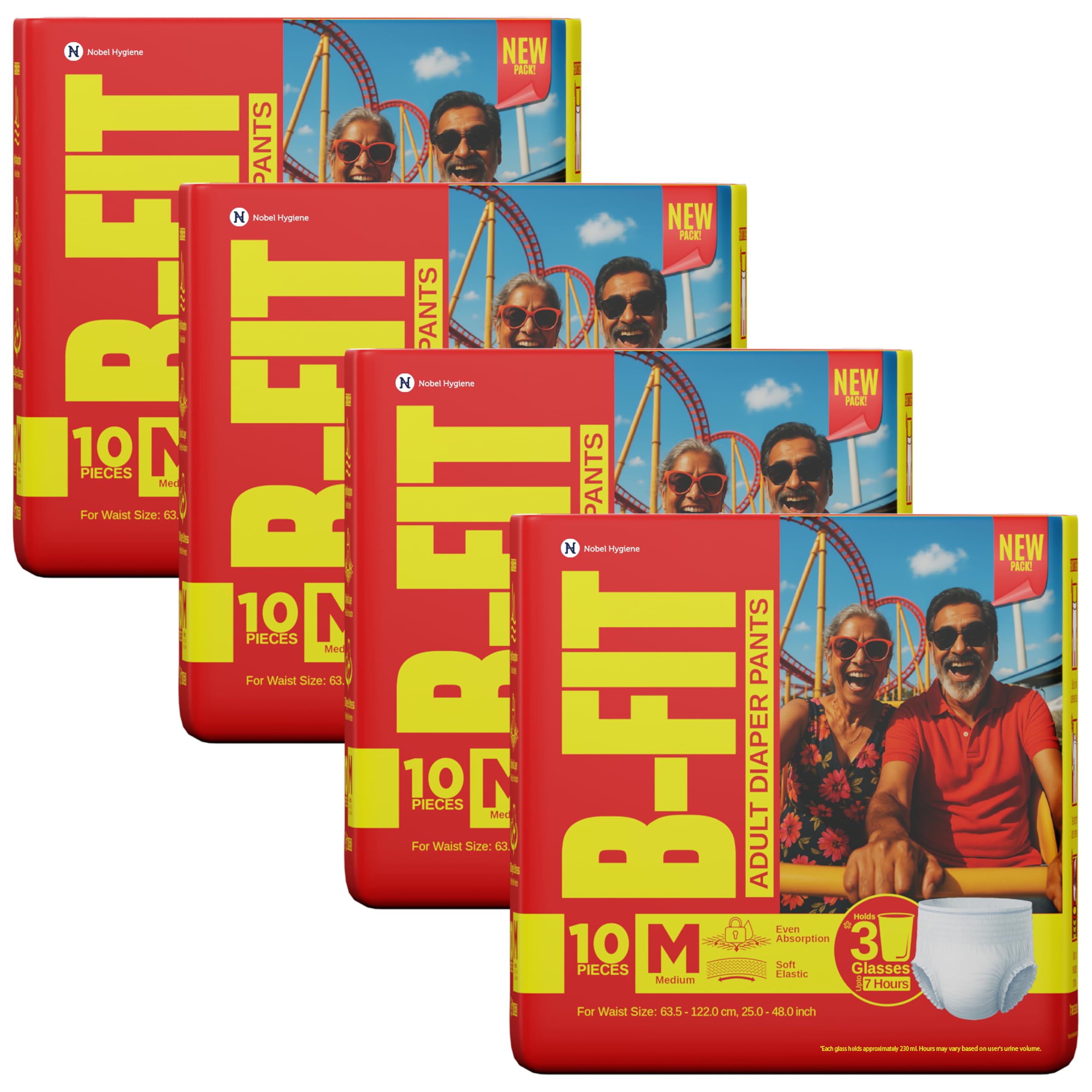 BFit Regular Adult Diaper M Size Pants | 40 Count (Medium) | Waist 25  48 Inch | Unisex | Leakproof | Even Absorption | Long P