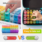 Monthly Pill Organizer 2 Times a Day,Month Pill Box Organizer with 32 Daily Compartments,30 Days Pill Holder with Hard Travel Ca
