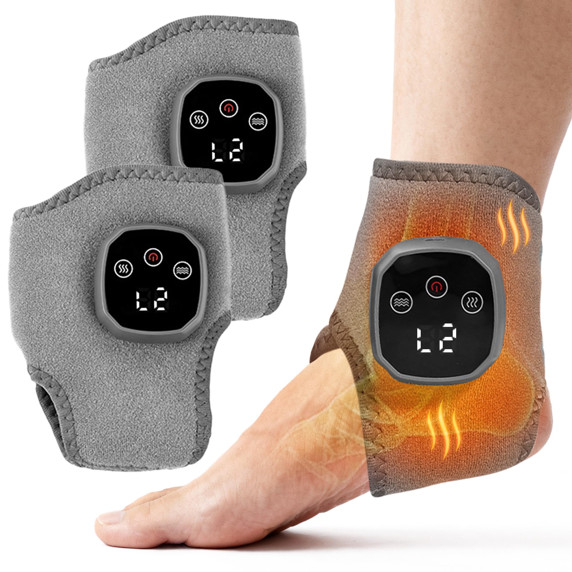 YAZHI Foot Massager 2-in-1 Warming Wrap - Relax & Renew Foot & Ankle Massager with 3 Modes & 4 Heat Levels, Portable for Home or