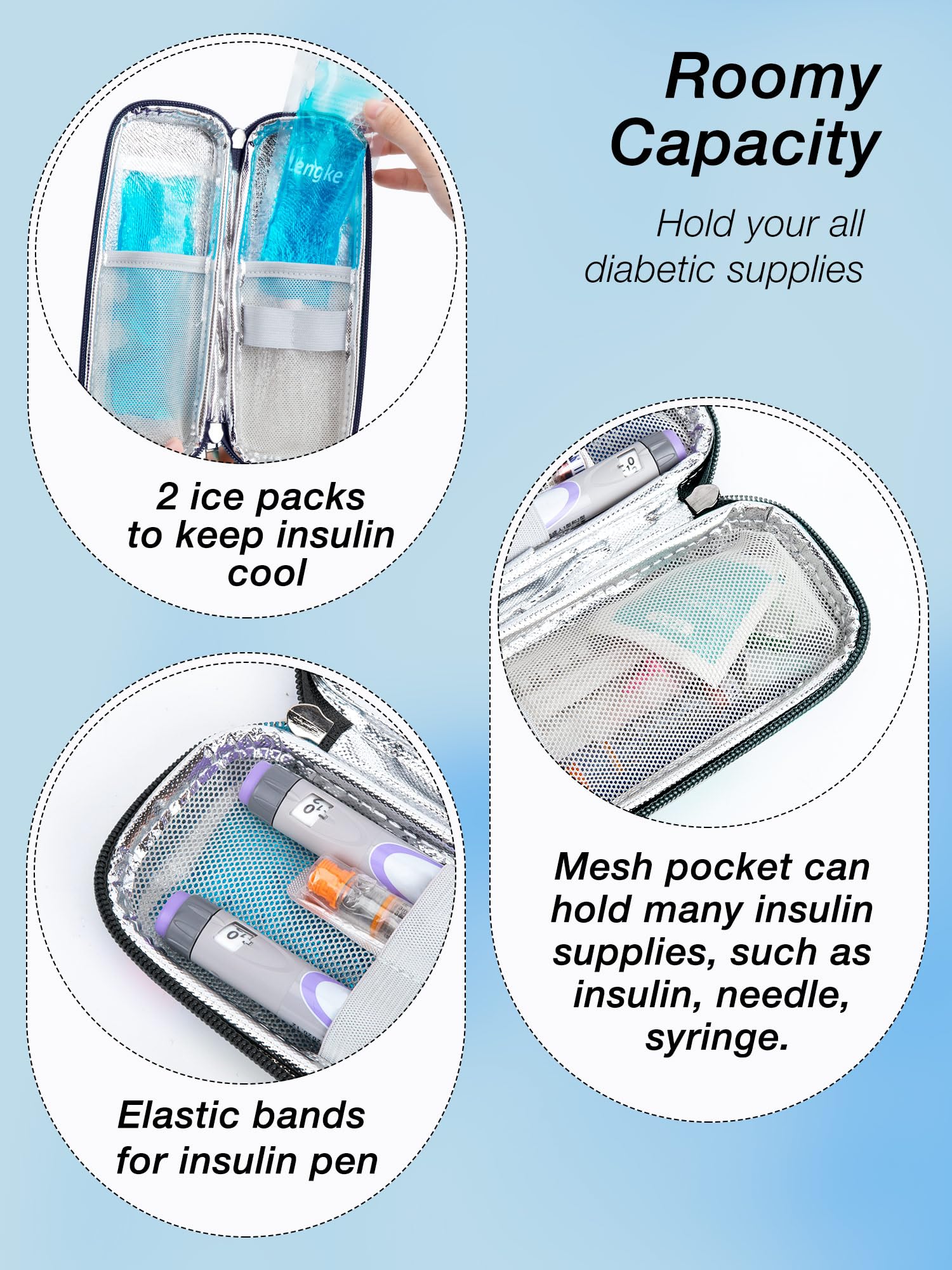 Leng Ke Insulin Cooler Travel Case TSA Approved with 2 Reusable Ice Packs, Upgraded EVA Medicine Cooler for Travel and Daily Lif