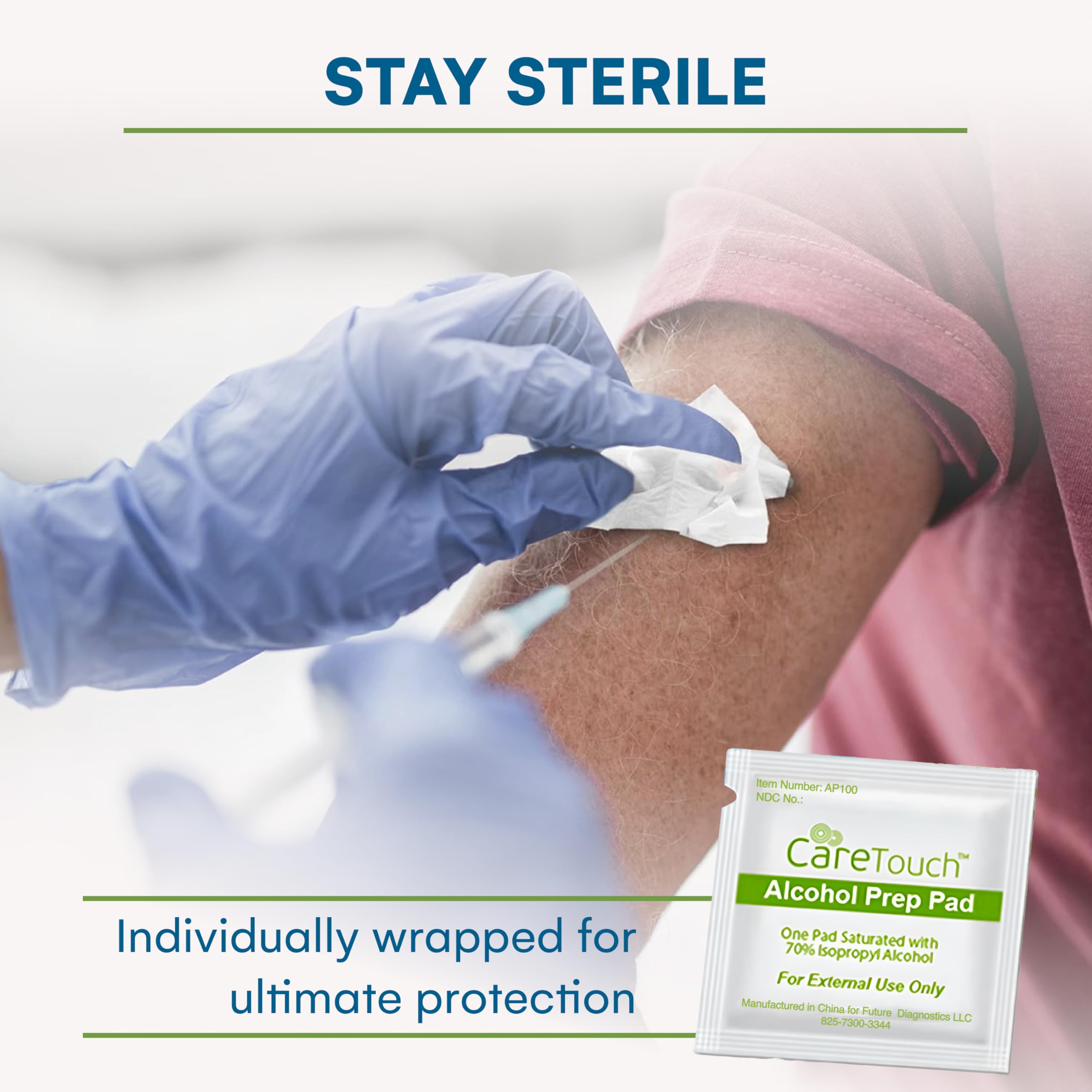 Alcohol Wipes | Individually Wrapped Alcohol Prep Pads with 70% Isopropyl Alcohol, Great for Medical & First Aid Kits | Sterile,