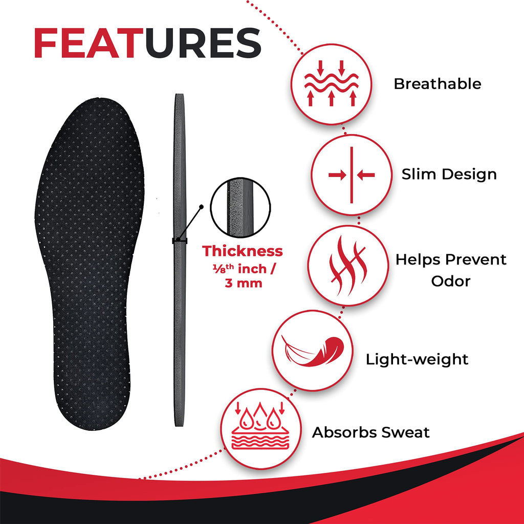 JobSite Odor Stop Insoles - Activated Charcoal Insoles - 2 Pairs