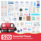 Aoldersson 520 Piece Large First Aid Kit - Emergency Survival Kit for Car, Home, Camping, and Travel - Compact Medical Kit for R