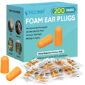 TICONN 200 Pairs Ear Plugs, 32dB Noise Reduction Earplugs for Sleeping Hearing Protection Travel Study Concentration Constructio
