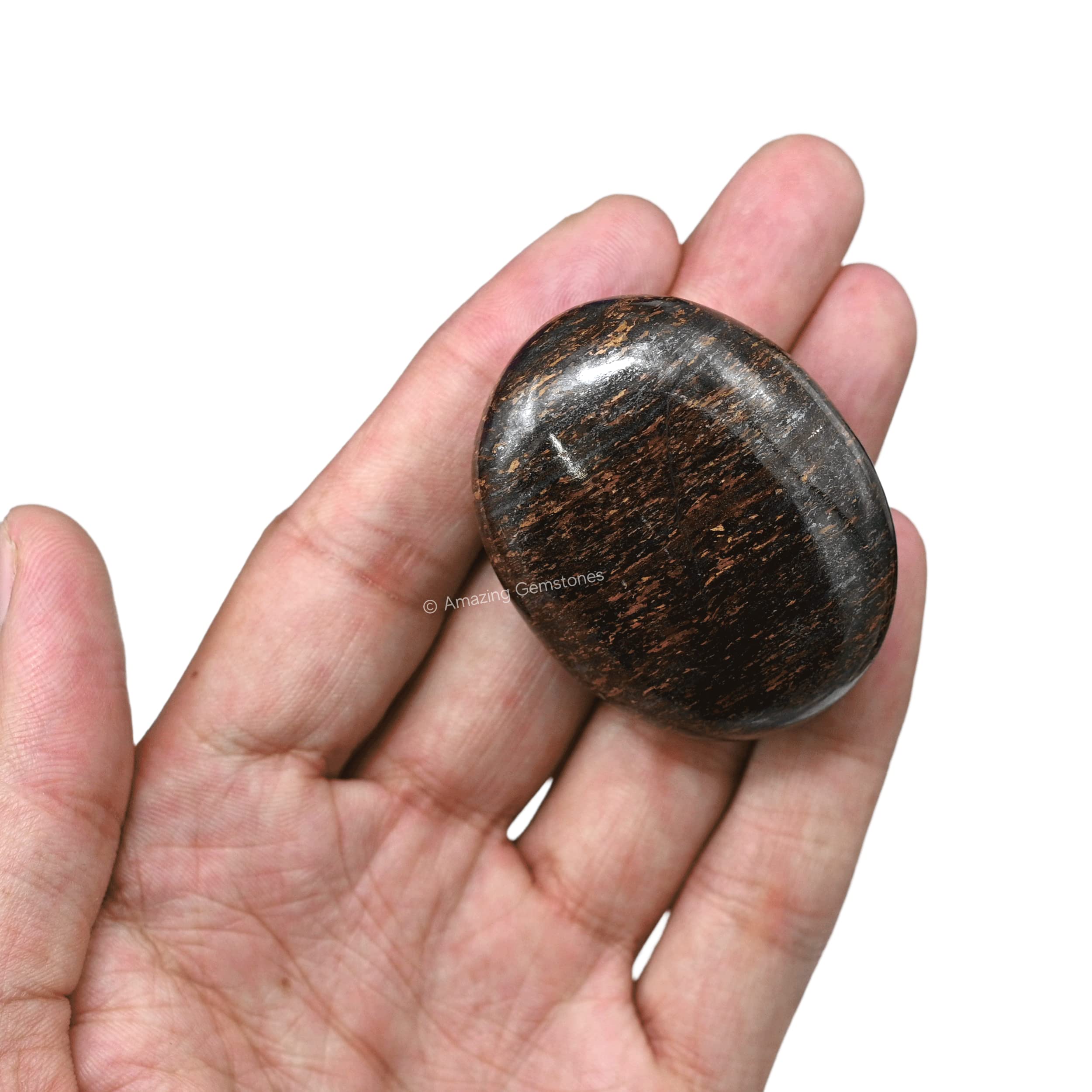 Bronzite Crystals and Healing Stones - Large Palm Stone Crystals Piedra - Crystal for Good Luck, Balanced Positive Energy, Medit