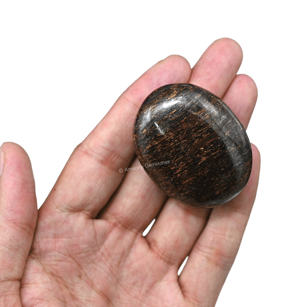 Bronzite Crystals and Healing Stones - Large Palm Stone Crystals Piedra - Crystal for Good Luck, Balanced Positive Energy, Medit