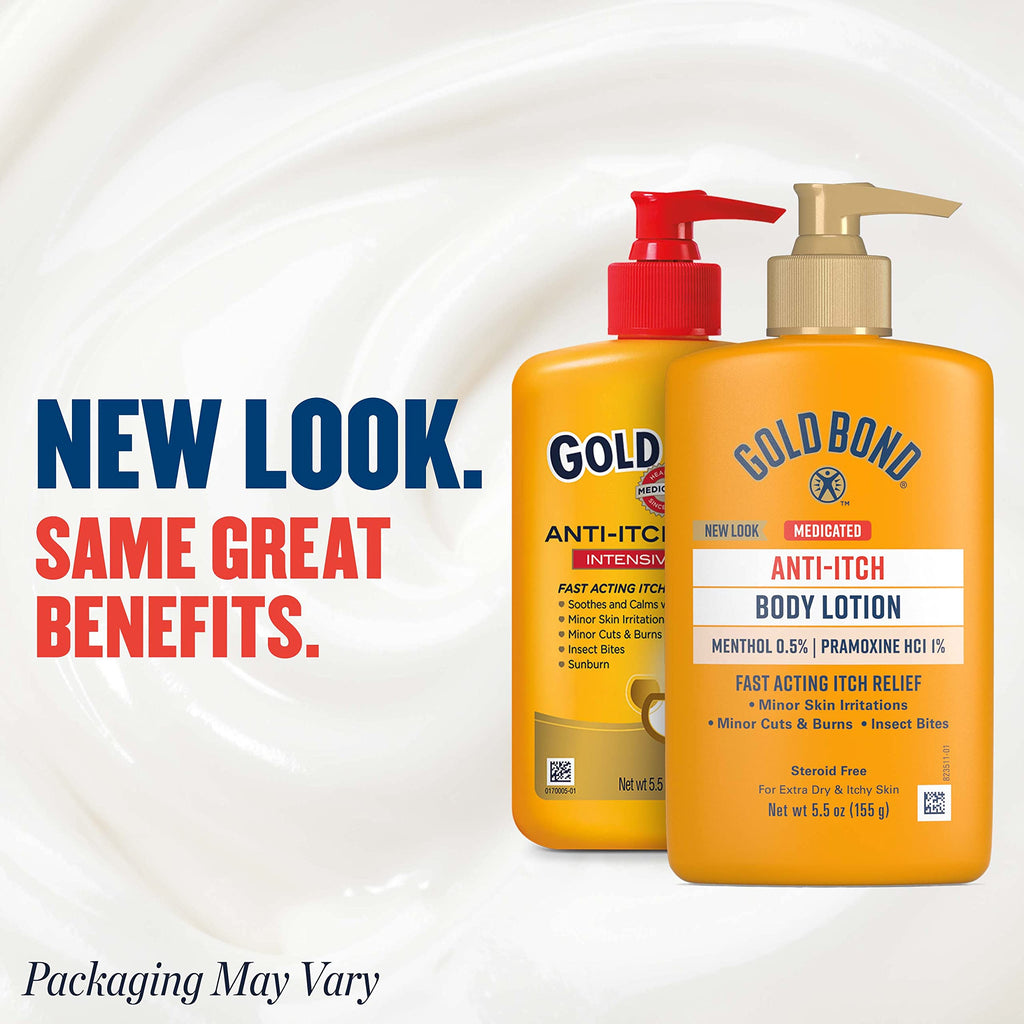 Gold Bond Medicated Anti-Itch Body Lotion 5.5 oz, Steroid Free, Fast Acting Itch Relief