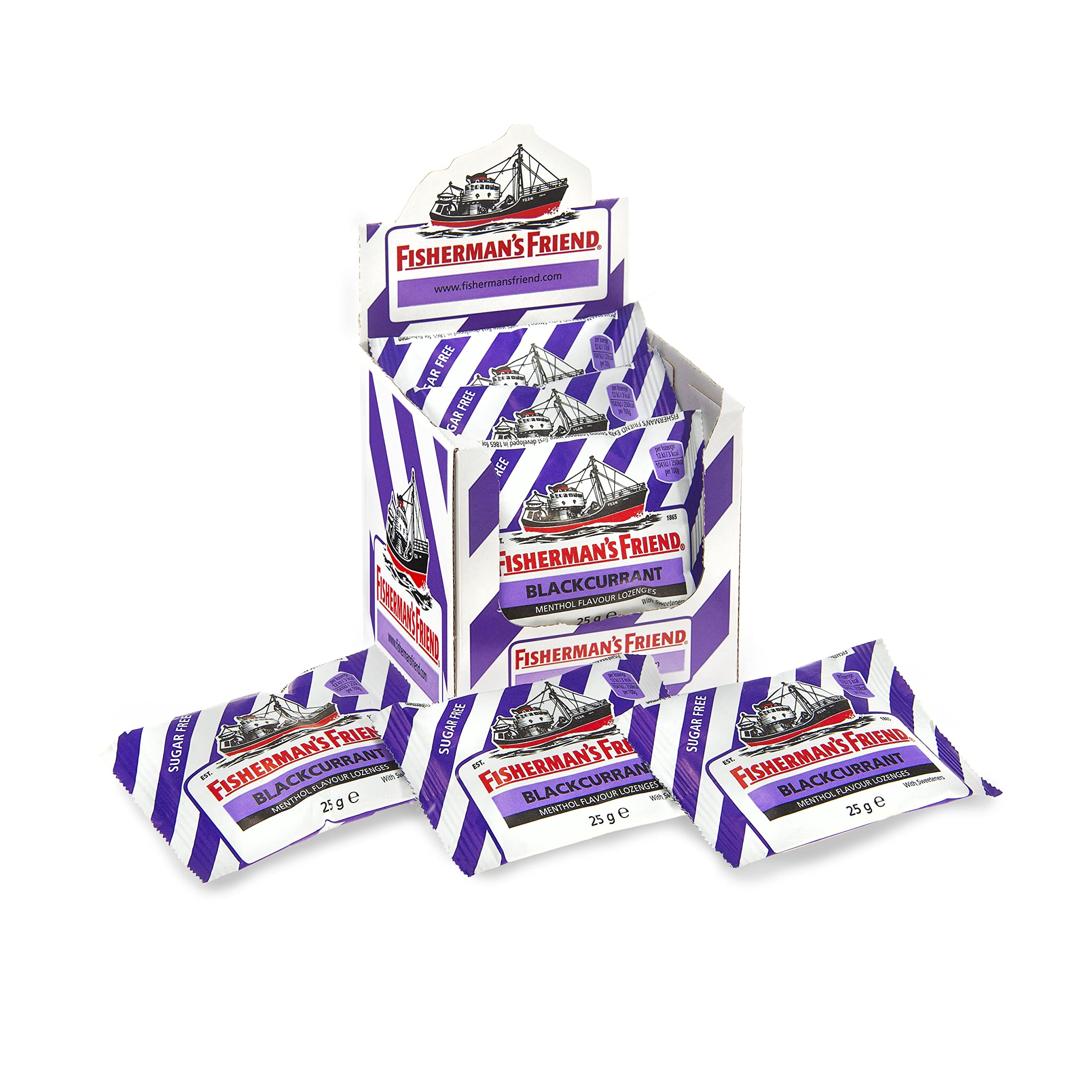 Fishermans Friend Blackcurrant Menthol Lozenges 25g, (Pack of 5)