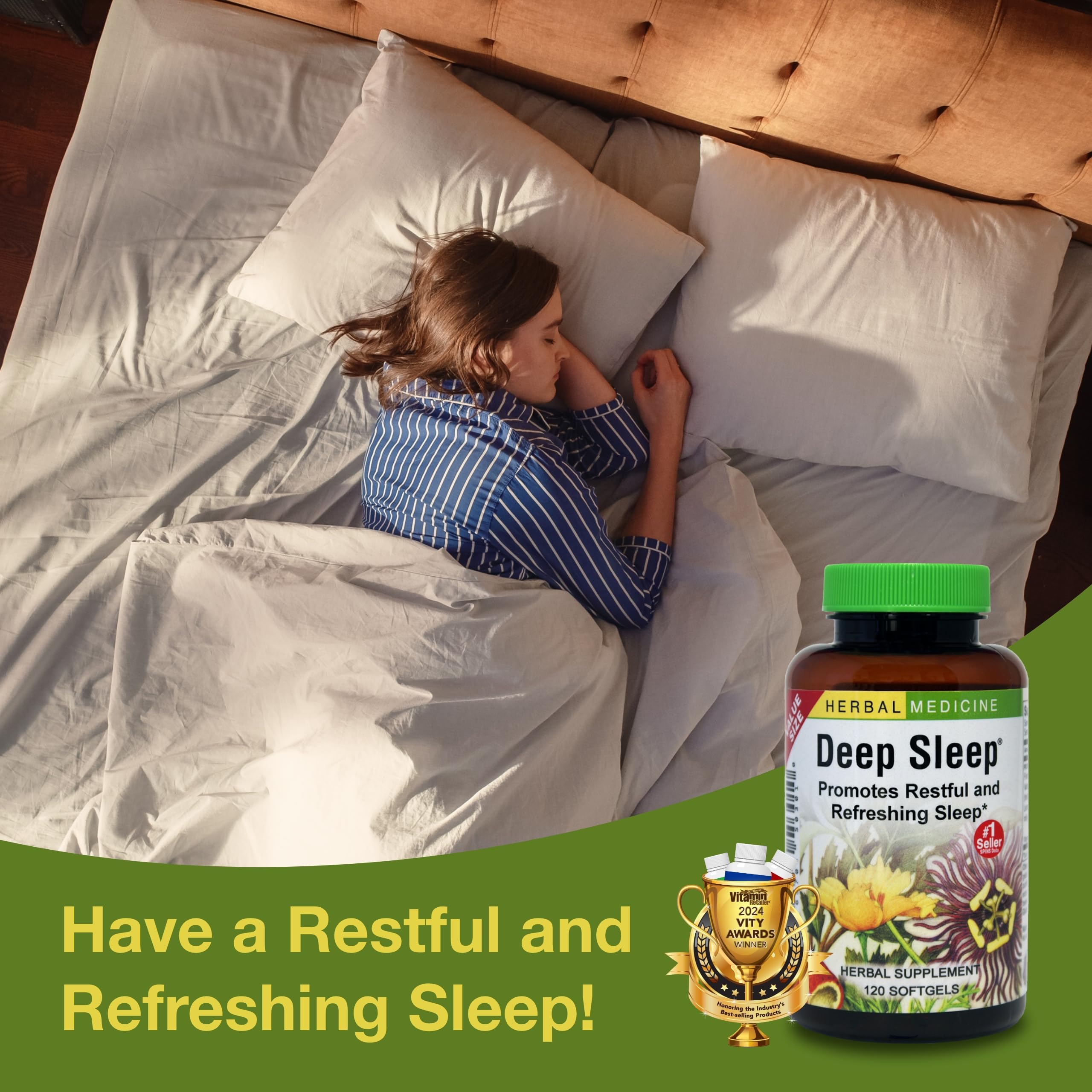 Herbs Etc. Deep Sleep Softgels - Herbal Sleep Support Supplement - Rest & Calming Support with Passionflower, Chamomile & Lemon