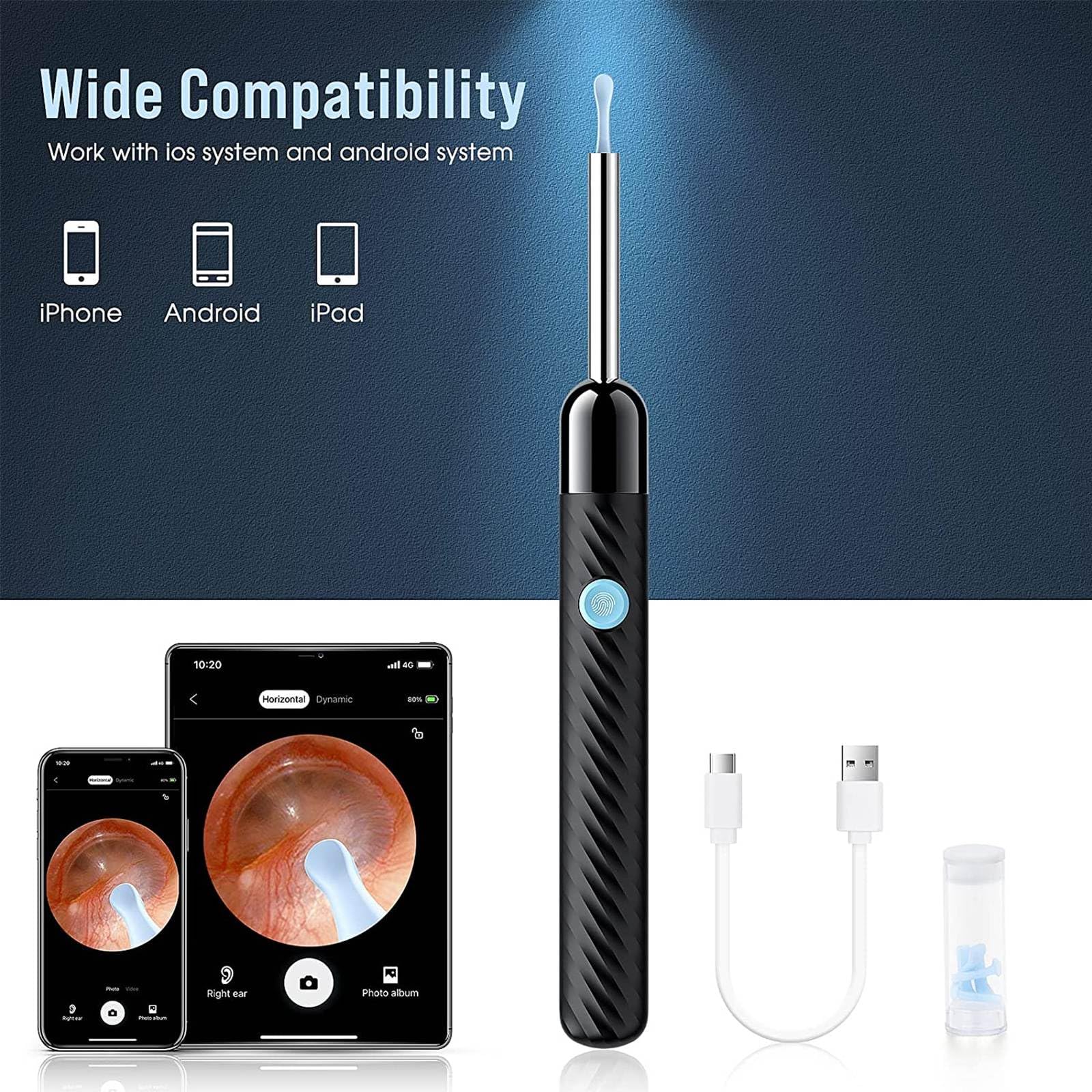 Ear Wax Removal - Earwax Remover Tool with 8 Pcs Ear Set - Ear Cleaner with Camera - Earwax Removal Kit with Light - Ear Camera