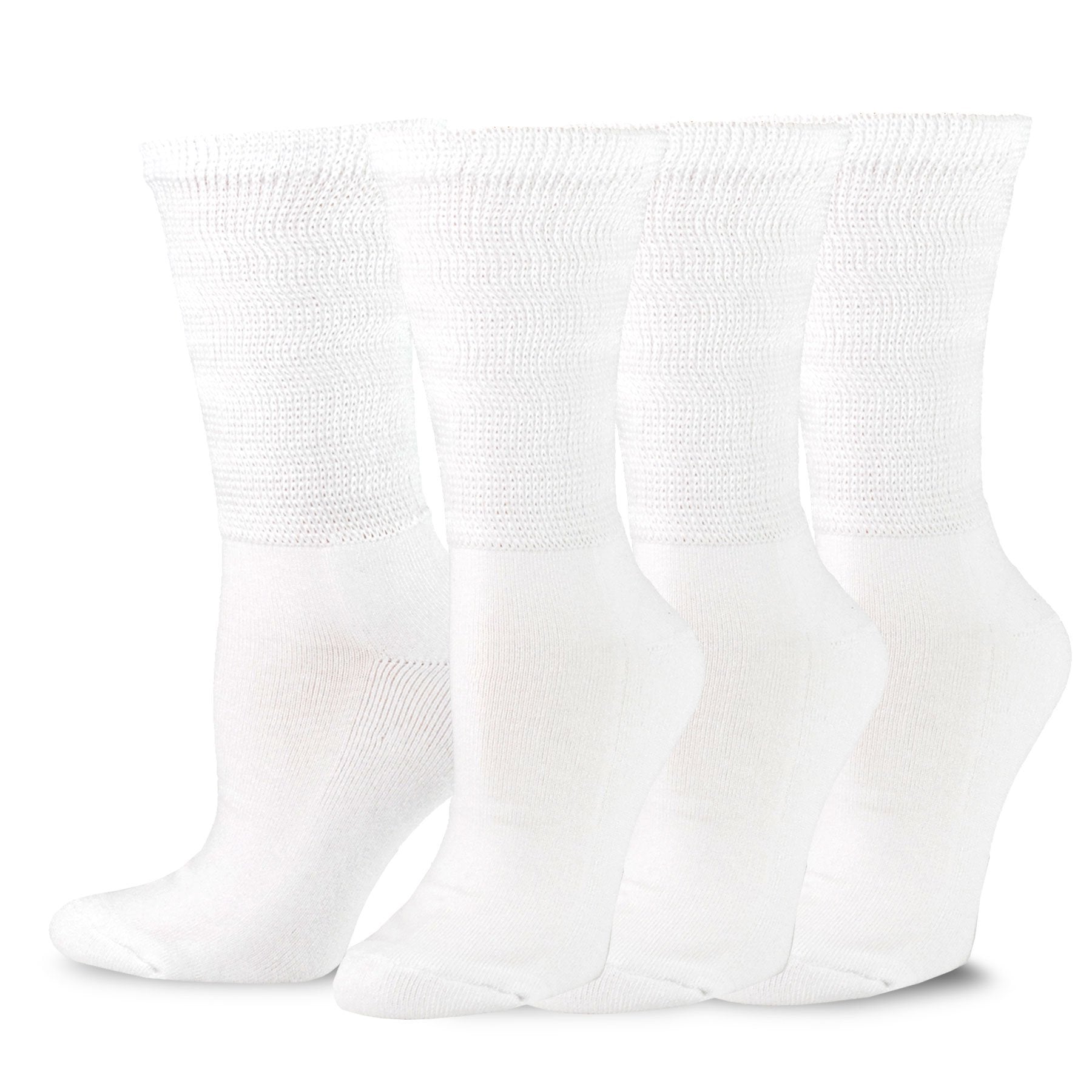 Free Relaxed Top Binding Diabetic Crew Socks Women Viscose from Bamboo 3-Pairs (9-11, White)