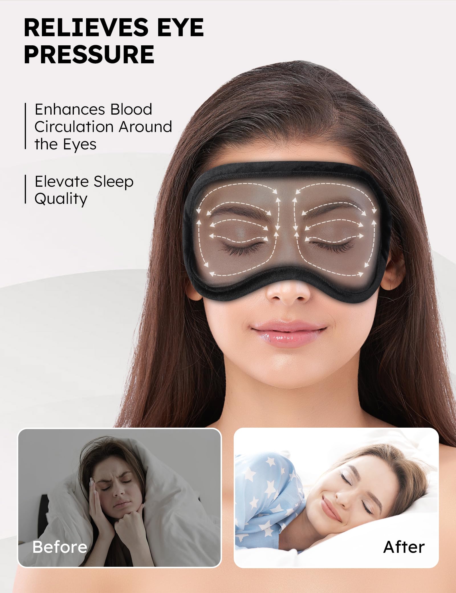 MUSICOZY Heated Eye Mask, Dry Eye Mask, Weighted Eye Mask, Warm Compress for Dry Eye, Moist Heat Eye Mask with Flaxseed Cassia S