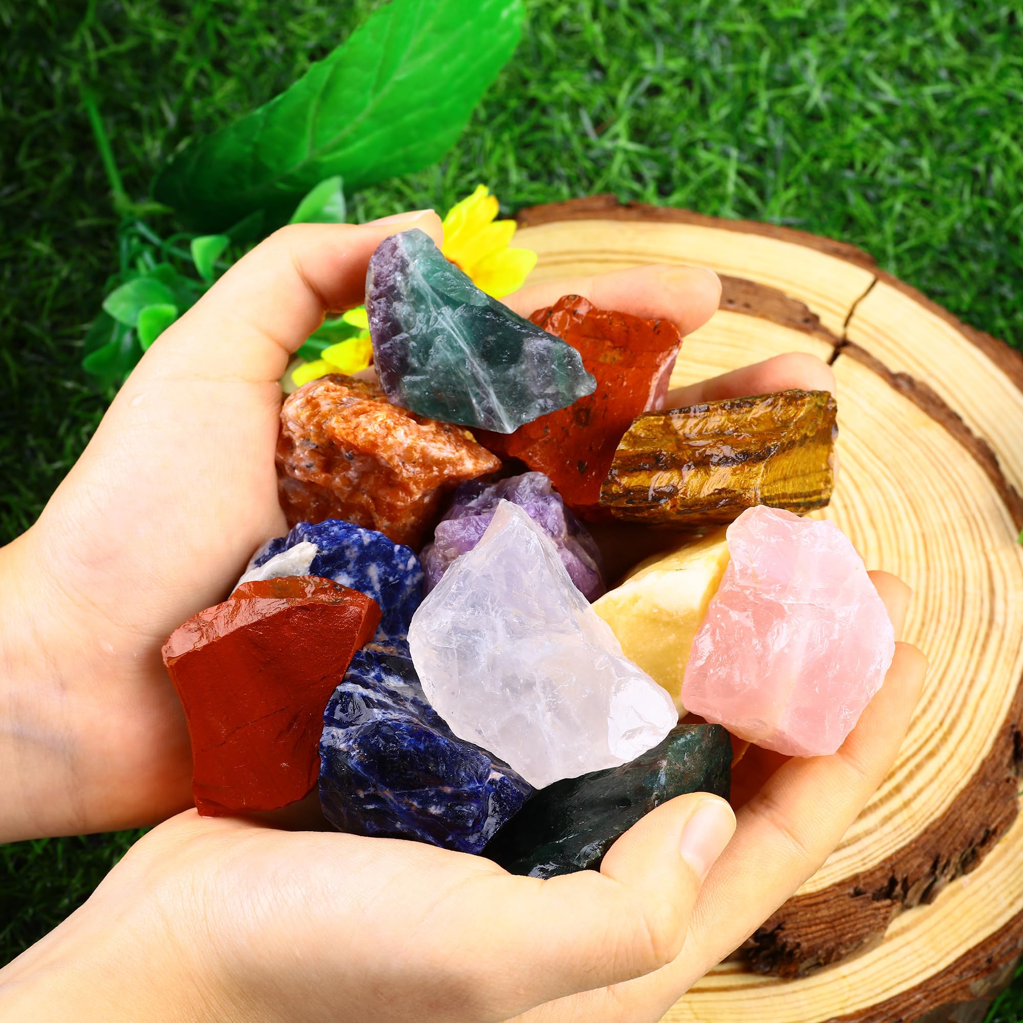 UFEEL 3 LB Bulk Rough Stone Mix Large 1 Natural Raw Crystals for Tumbling Cabbing Polishing Wire Wrapping