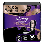 Always Discreet Boutique Adult Incontinence & Postpartum Liners For Women, Size 2, Very Light Absorbency, Long Length, 32 Count 