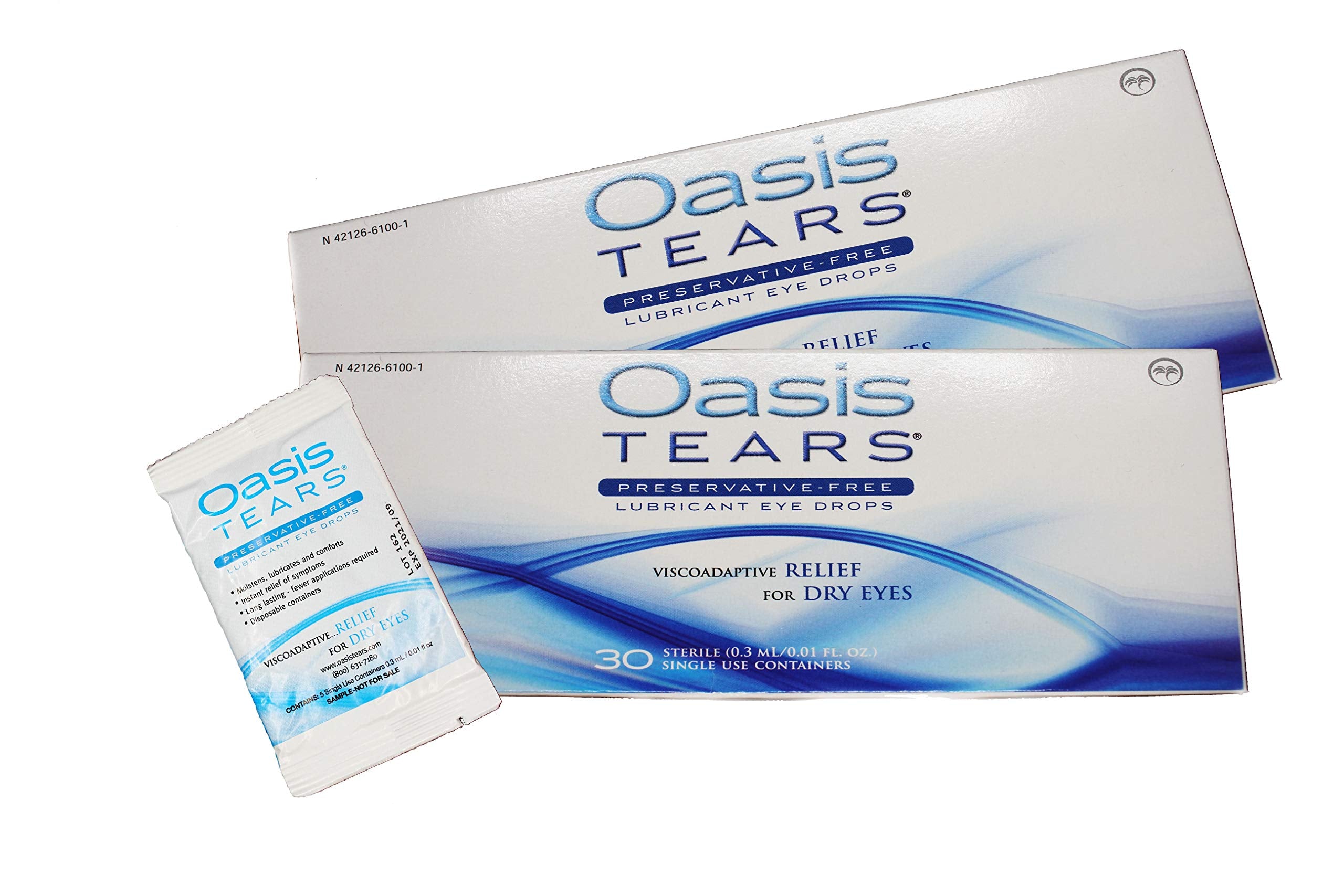 65 Vials Oasis TEARS Preservative-Free Lubricant Eye Drops (2 Boxes, 30 vials Each and one 5 Vial Packet)