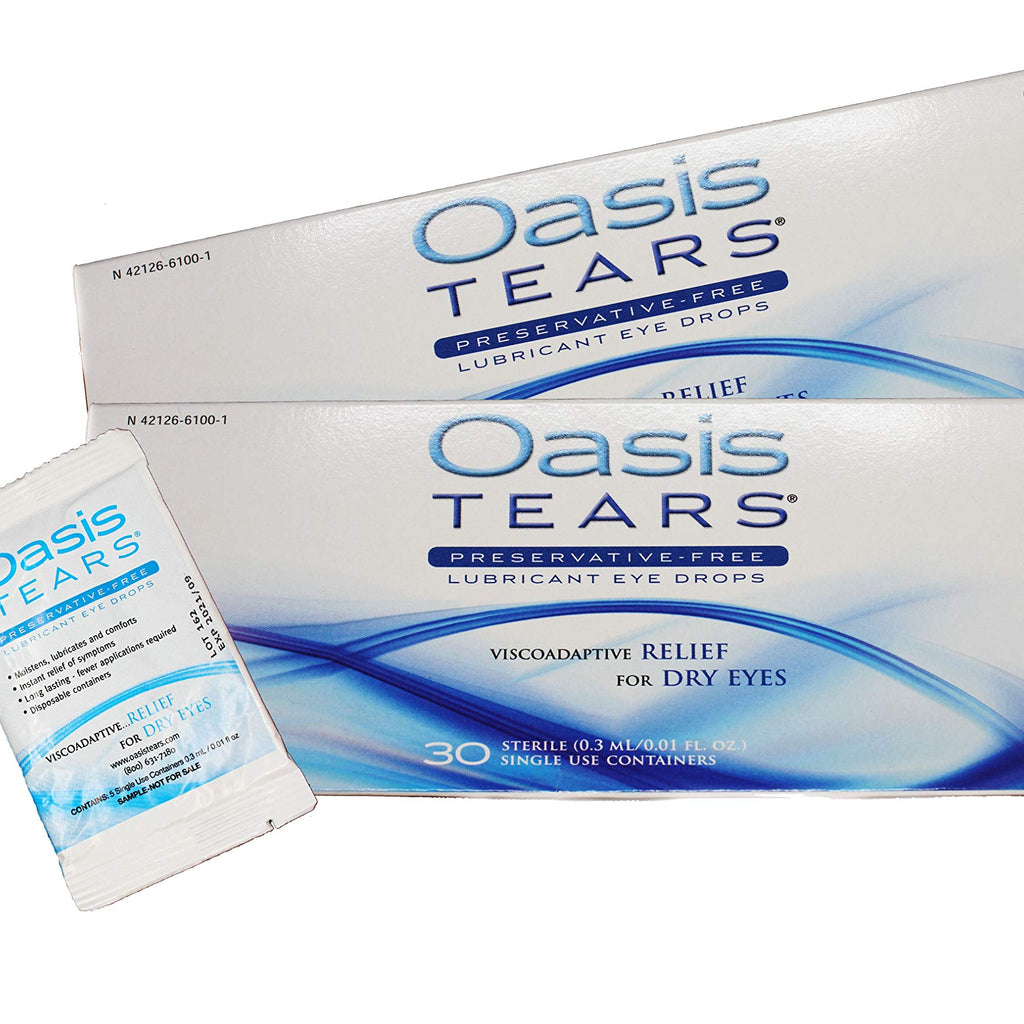 65 Vials Oasis TEARS Preservative-Free Lubricant Eye Drops (2 Boxes, 30 vials Each and one 5 Vial Packet)