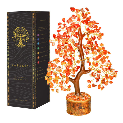 Carnelian Crystal - Gem Tree, Stone Tree, Crystal Money Tree, Spiritual Home Decor, Wealth Stones and Crystals, Crystal Tree for