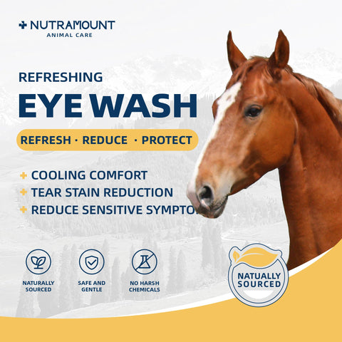 Nutramount Eye Wash for Horses and Ponies 150ML/5 fl. oz Mild Botanical Formula Reduces Tear Staining Twin Bottle Set