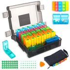 Monthly Pill Organizer 2 Times a Day, Portable AM PM Pill Box with Weekly Travel Bag, Large Capacity Medicine Organizer with Lab