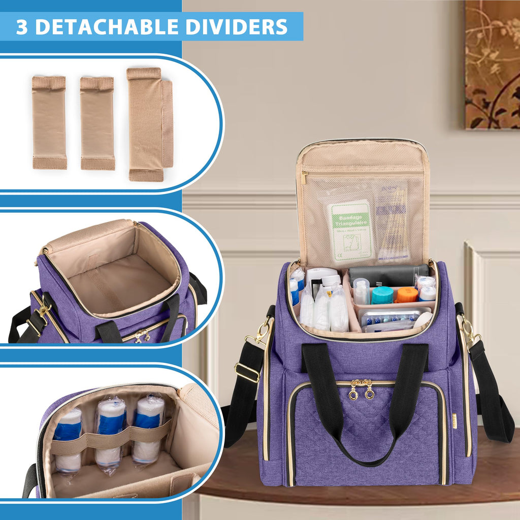 LUXJA Large Medicine Bag with 2 Removable Cases, Medicine Storage Bag with Multiple Storage Sections (Suitable for Travel or Hom