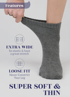 Hugh Ugoli Women Diabetic Ankle Socks, Super Soft & Thin Bamboo Socks, Wide & Loose, Non-Binding Top & Seamless Toe, 4 Pairs, Me