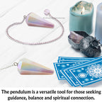 Angel Aura Rose Quartz Crystal Pendulum for Divination - Dowsing Pendulum Necklace with Chain and Crystal Ball for Reiki Healing