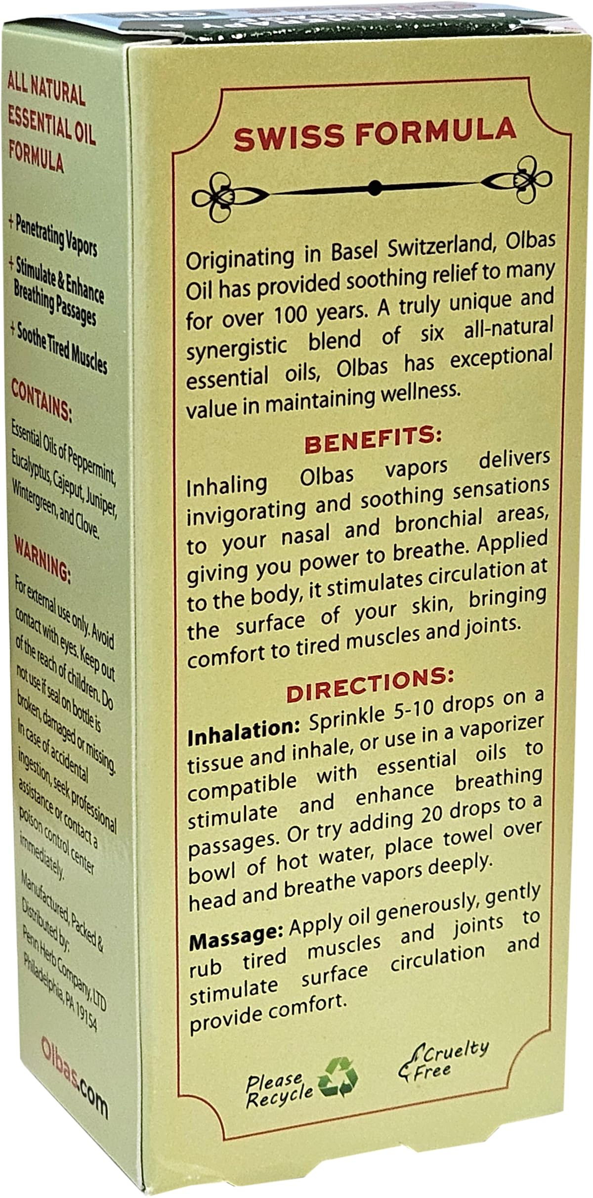 Olbas Oil Aromatherapy Inhalant and Aromatic Massage Oil, 1.65 Fl Oz