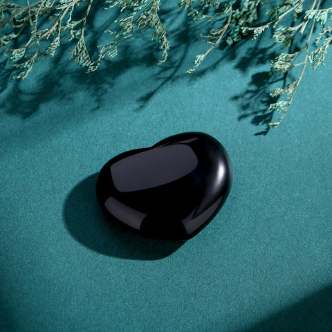 1.8'' Large Heart Crystal Stone Black Obsidian Healing Crystals Smooth Gua Sha Meditation Yoga Worry Stones Pockets Gemstone Rei