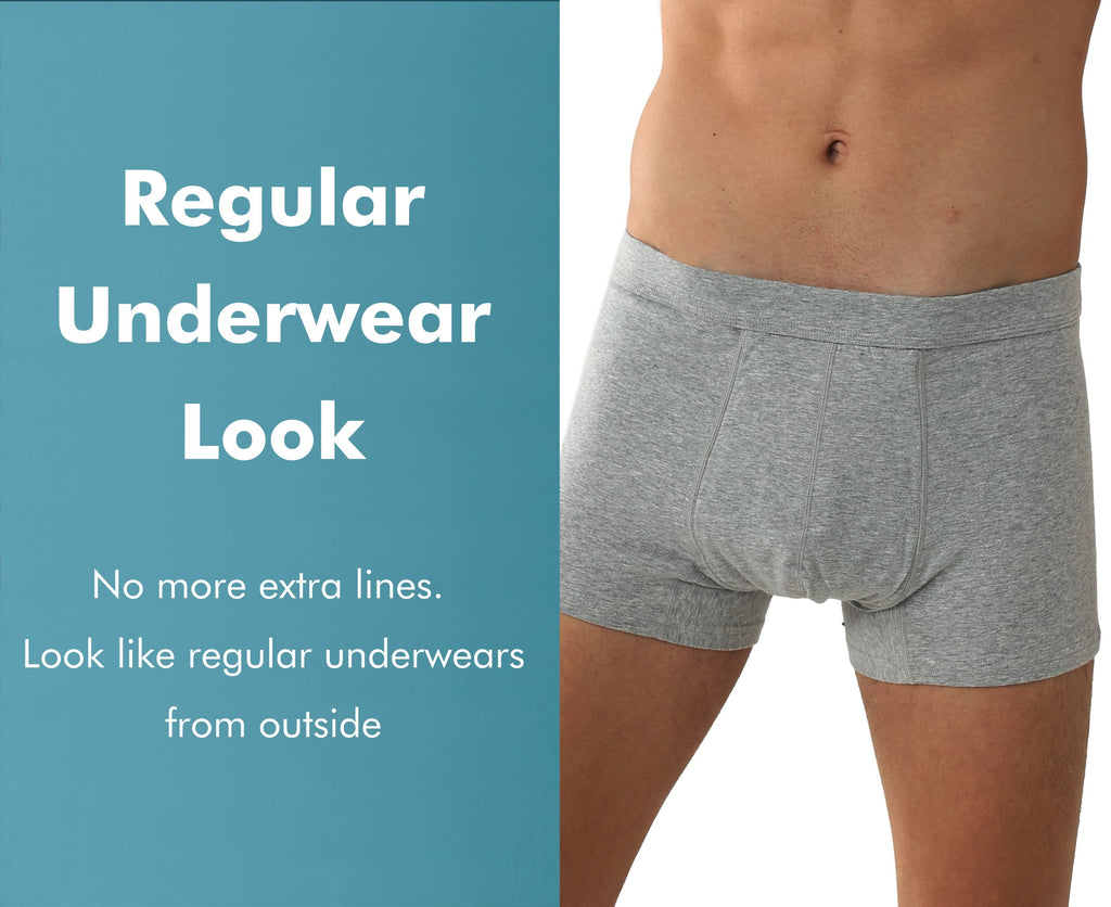 AIRCUTE Washable Absorbent Urinary Incontinence Underwear for Men, Soft Leak Proof Boxer Briefs for Bladder Leakage 60ML (Large,