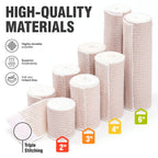 ZJCCTO Elastic Bandage 4 Pack. 4 Inches Wide x (13 to 15 ft. when stretched) with Hook and Loop on Both Ends, Latex Free Bandage