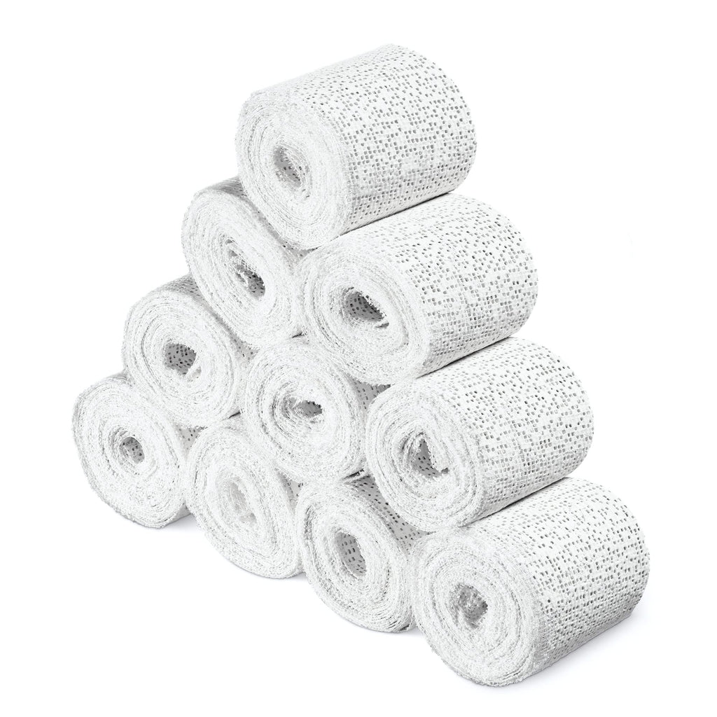 Navaris Plaster Cloth Rolls (S, Pack of 10) - Gauze Bandages for Body Casts, Plaster of Paris for Craft Projects, Belly Casting 