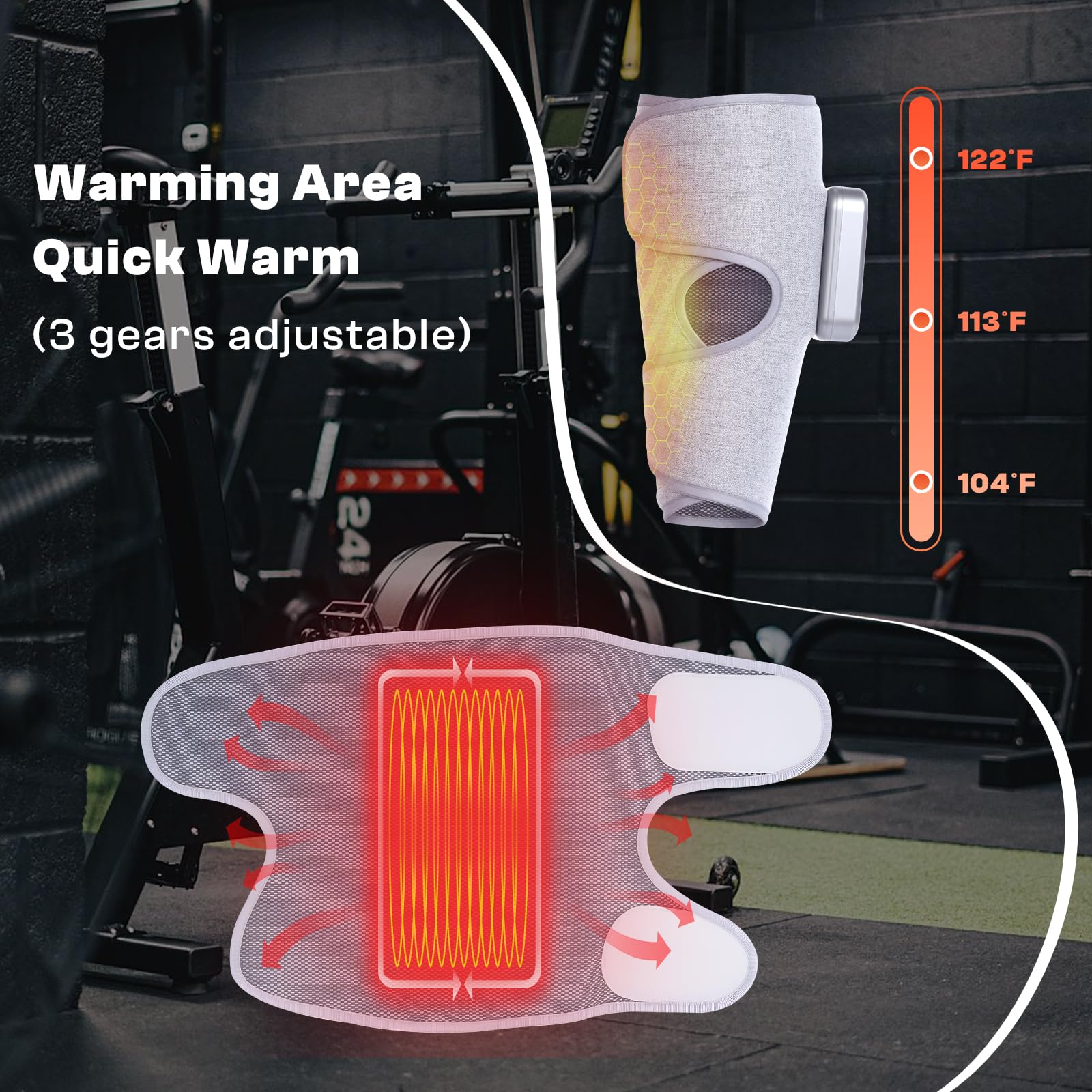 ZHOUMADE Cordless Leg Massager with Heat and Compression, Rechargeable Leg Compression Massager for Circulation, Muscle Relaxati
