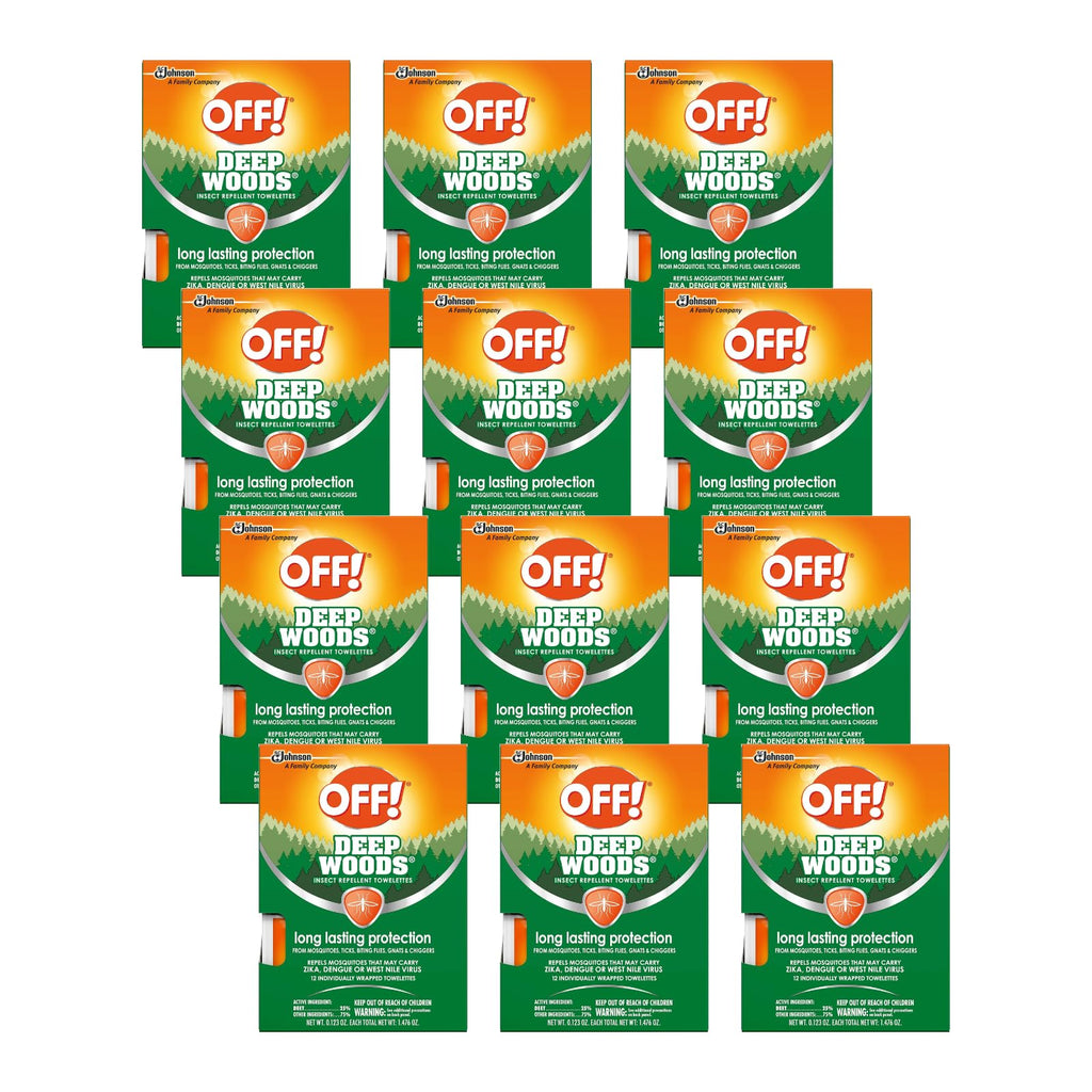 OFF! Deep Woods Insect Repellent Towelettes, 12 Count (Pack of 12)