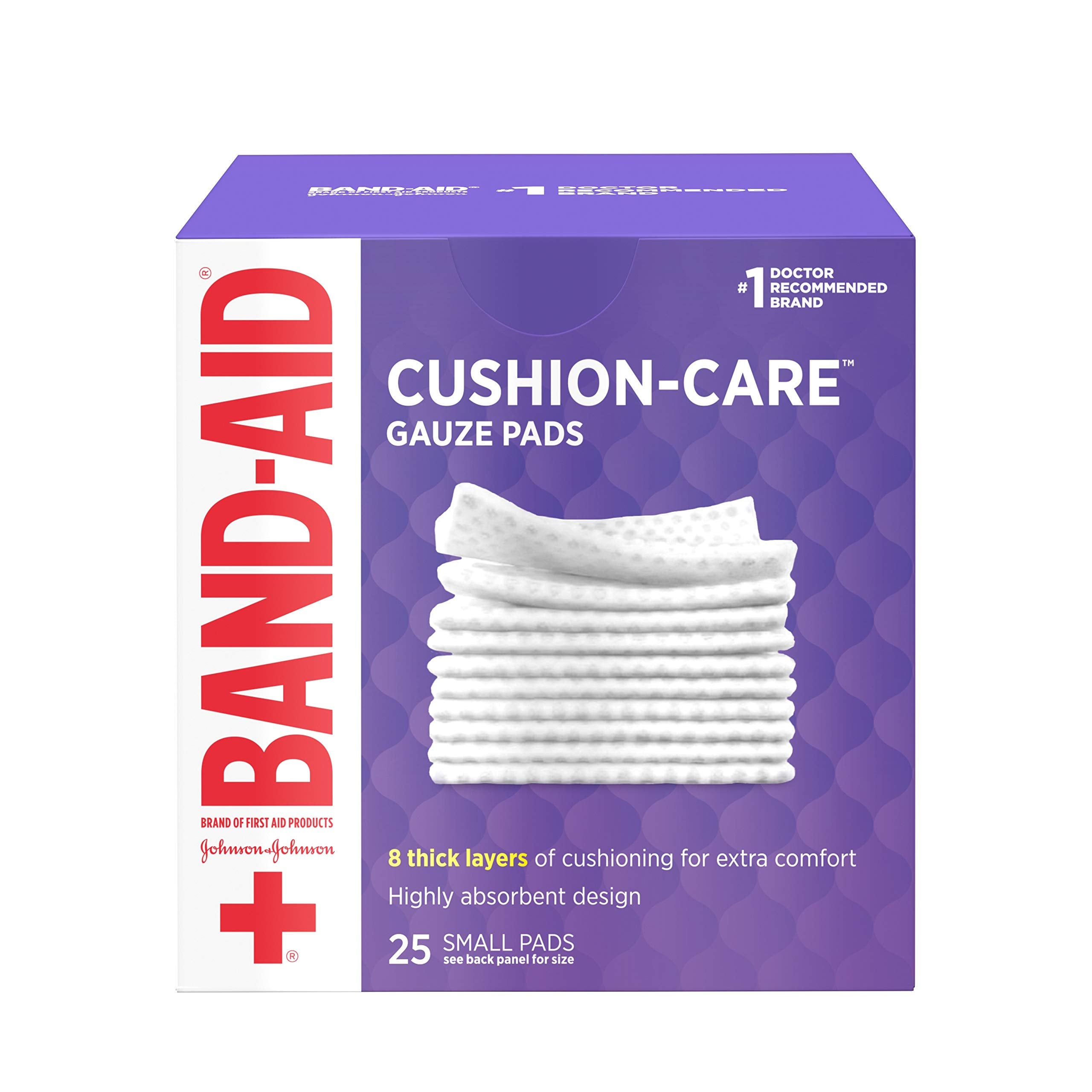 BAND-AID Brand CUSHION-CARE Gauze Pads 2in x 2in, 25 count
