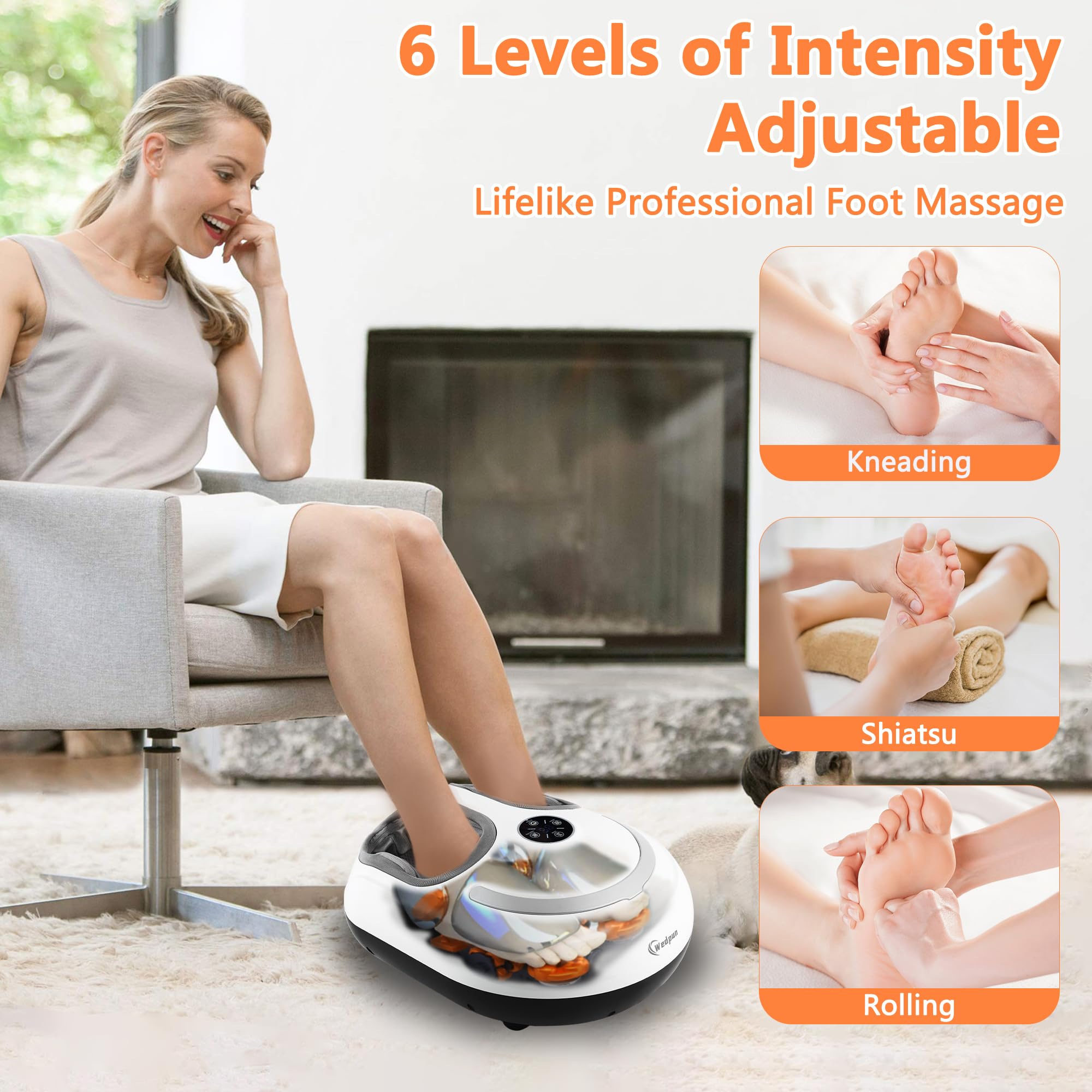Wedpun Foot Massager with Heat Shiatsu Foot Massager with Remote Deep Relief for Tired Muscles Electric Feet Massage Machine for