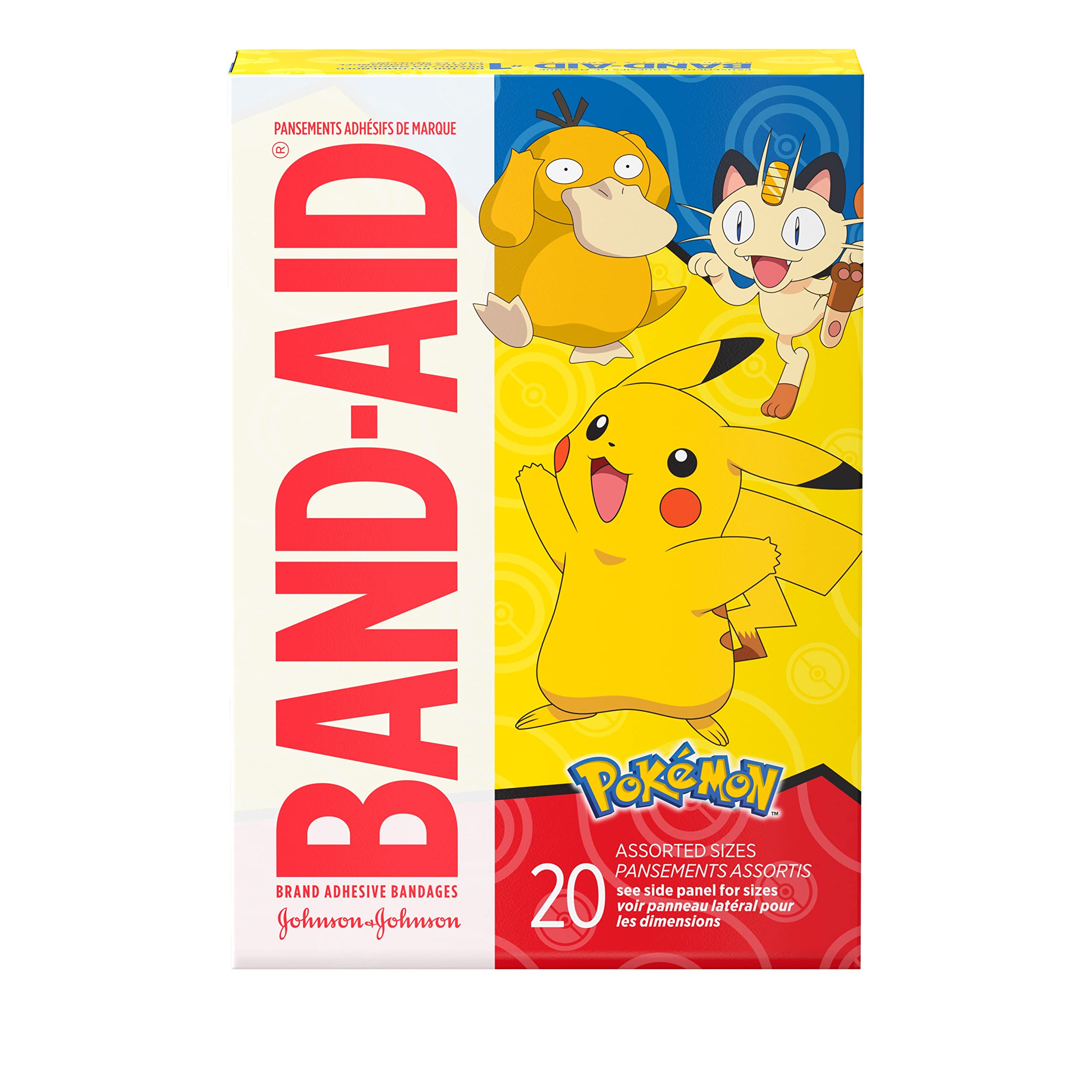 Band-Aid Brand Adhesive Bandages for Minor Cuts & Scrapes, Wound Care Featuring Pok  mon Characters for Kids, Assorted Sizes 20 