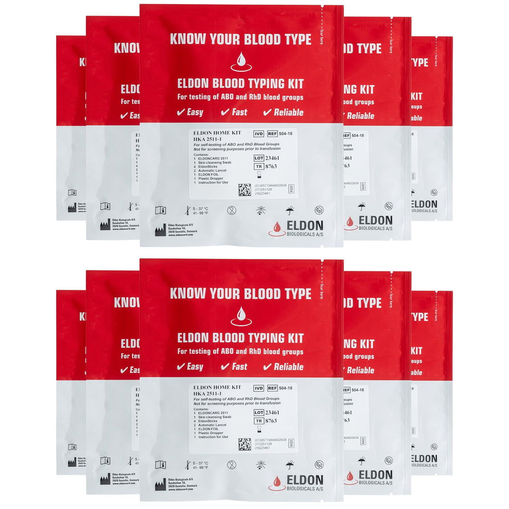 Eldoncard Blood Typing Kit, 10 Test Pack, Rapid Blood Typing Kit, Know Your Blood Type, Accurate Home Blood Type Test Kit, Deter
