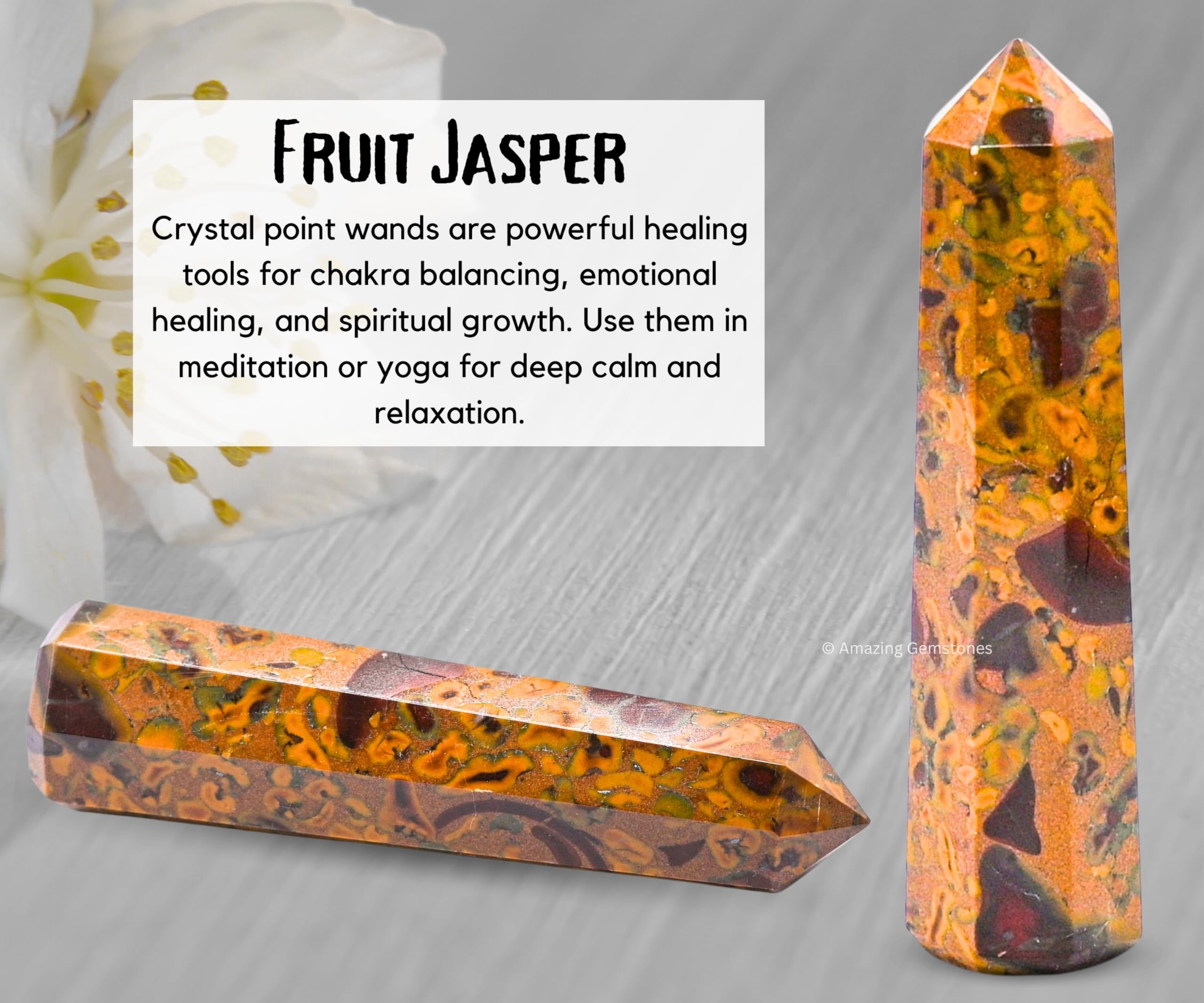 Fruit Jasper Crystal Towers ~ Natural Healing Crystal Point Obelisk for Reiki Healing and Crystal Grid (3- Inch)
