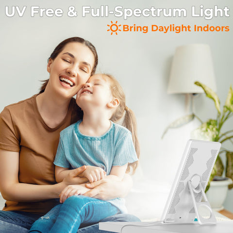 Light Lamp, Portable Full Spectrum LED Light Sunlight Personal Daylight with 3 Adjustable Color&Stepless Brightness Levels, Time