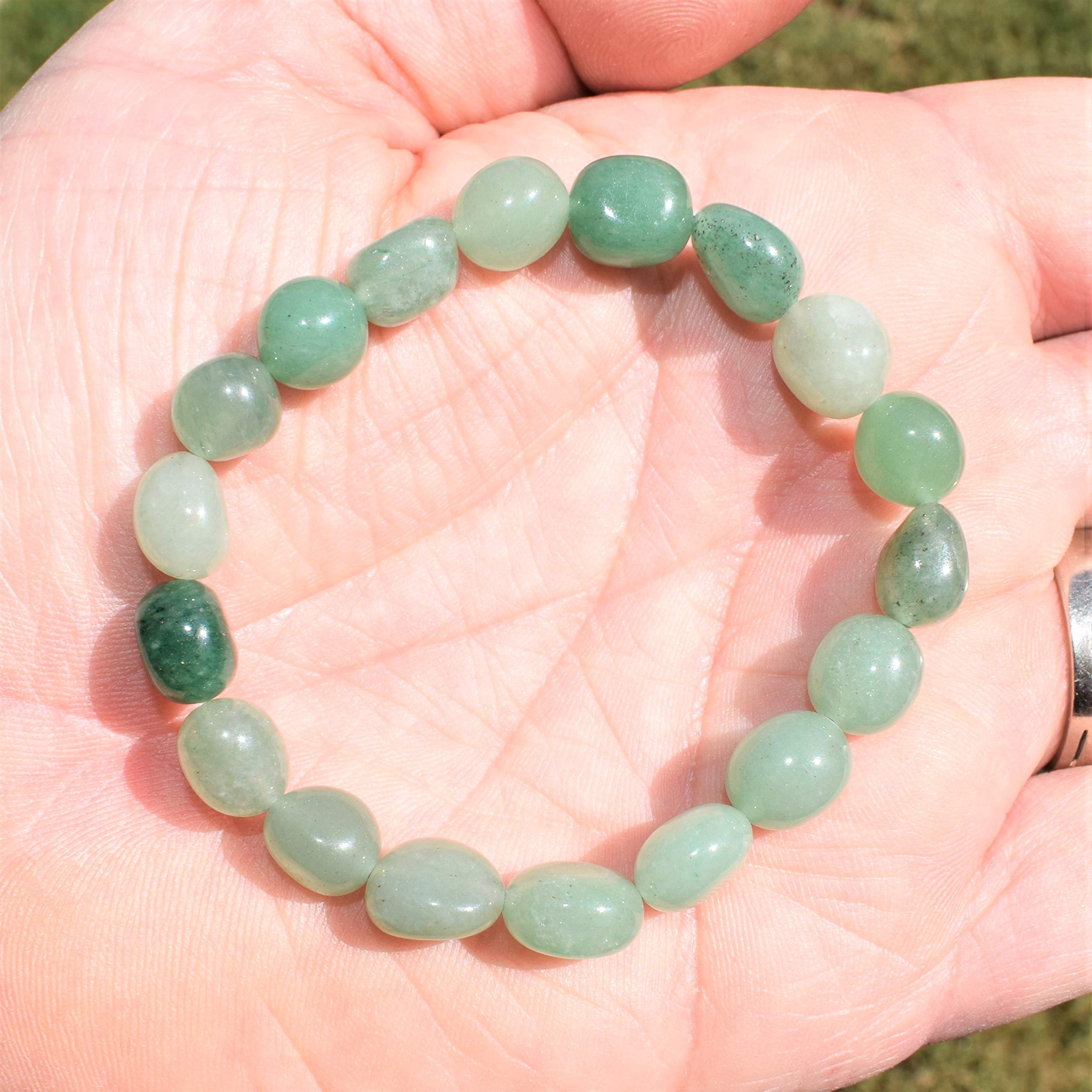 Zenergy Gems CHARGED Green Aventurine Crystal Bracelet Tumble Polished Stretchy (GAIN CREATIVITY, COURAGE, INDEPENDENCE, PROSPER