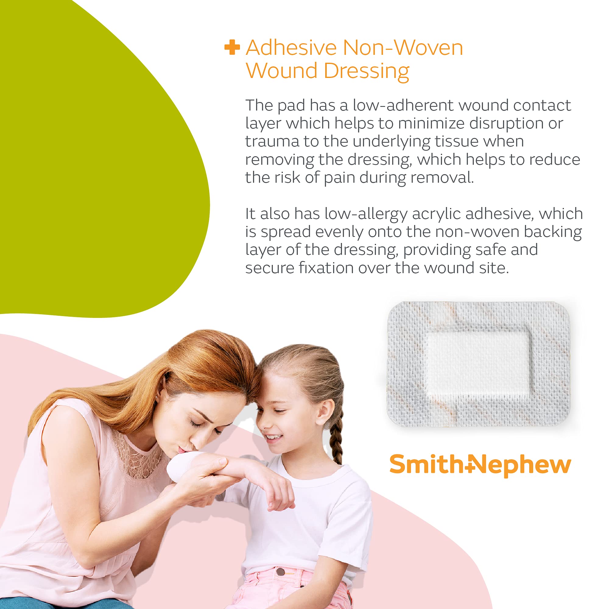 Smith & Nephew 7133 PRIMAPORE Peripheral IV Adhesive Dressing, Adhesive Non-Woven Island Dressing, Pack of 100